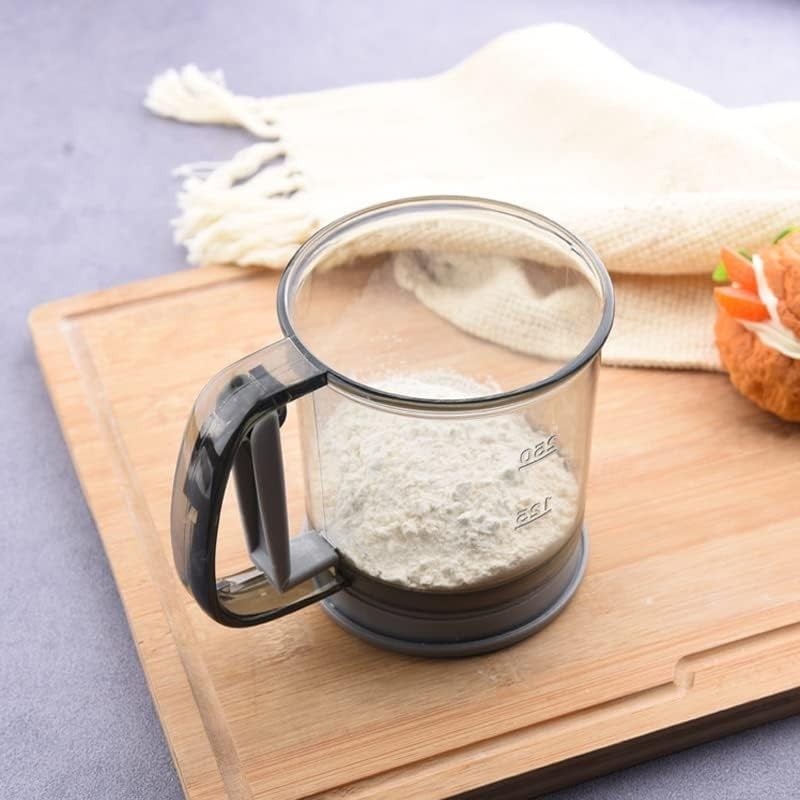 Sita Cernator Manual de Faina Portabila, Kadeny, din Plastic, cu Maner, Strat Dublu, 15 x 12 x 11 cm, Transparent Gri Inchis