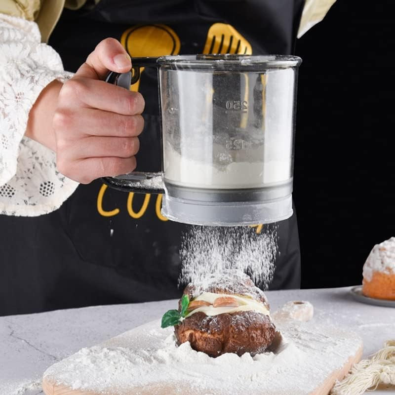 Sita Cernator Manual de Faina Portabila, Kadeny, din Plastic, cu Maner, Strat Dublu, 15 x 12 x 11 cm, Transparent Gri Inchis