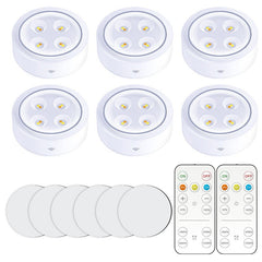Set de 6 Lampi Led Kadeny, Fara Fir, Cu Baterii, 3 Culori de Lumina, cu 2 Telecomenzi, din Plastic, Alb