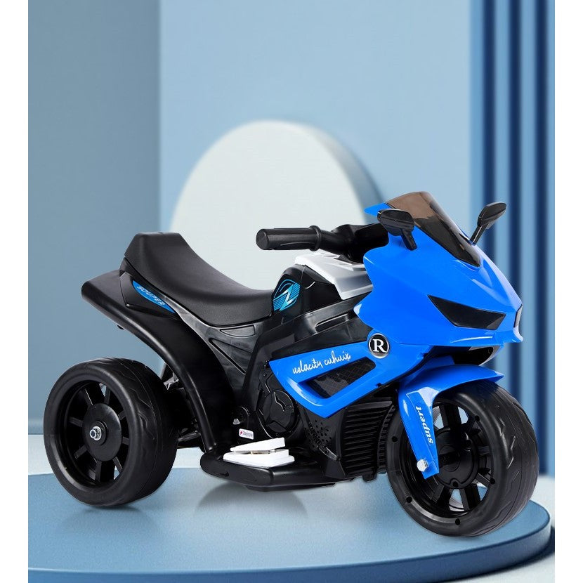 Motocicleta Electrica cu 3 Roti, Kaveny, Acumulator Incarcare, Anti-Rasturnare, Lumini, Sunete, Off-Road, Baterie 6V 4.5Ah, 66x34x43cm, Albastru
