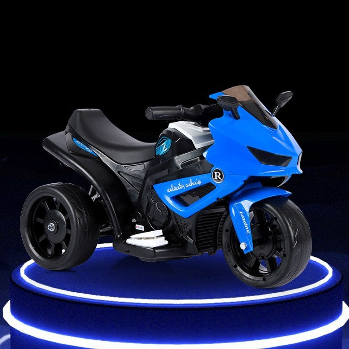Motocicleta Electrica cu 3 Roti, Kaveny, Acumulator Incarcare, Anti-Rasturnare, Lumini, Sunete, Off-Road, Baterie 6V 4.5Ah, 66x34x43cm, Albastru