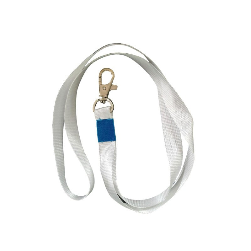 Snur textil pentru ecuson CNX, LUX, 1.5cm, alb, pindere tip carabina mare