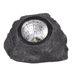 Lampa solara LED decorativa pentru gradina Kaveny, imitatie piatra, lumina puternica 4 LED-uri, 12 x 15 cm, material ABS, baterie Ni-MH, 600 mAh, panou solar 2V, lumina alb rece, gri