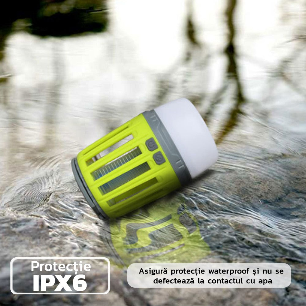 Lampa UV antiinsecte Kaveny, anti muste, anti tantari, Conectare la priza prin USB, portabil, 3.7 V, 200 lumeni, 8.5 x 13.3 cm, Verde