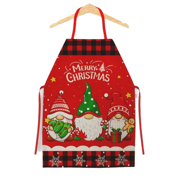 Sort de Bucatarie Decorativ, Kadeny, Tema Craciun, 50 x 70 cm, Model 3 Elfi, din Poliester, Rosu