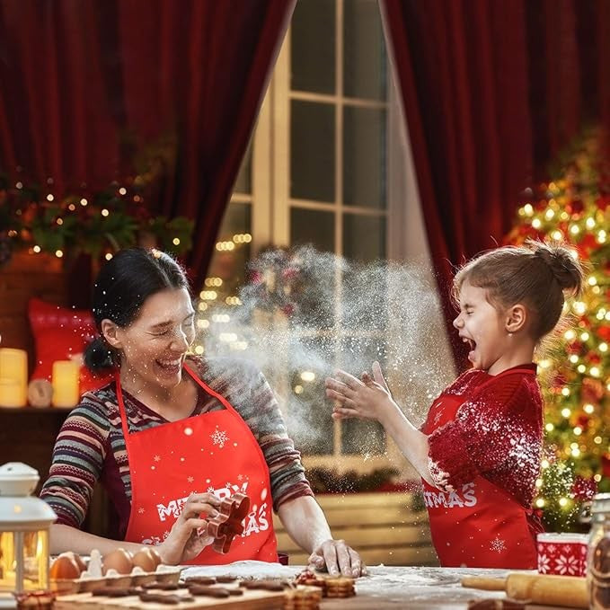 Sort de Bucatarie Decorativ, Kadeny, Tema Craciun, 50 x 70 cm, Model Merry Christmas, din Poliester, Rosu