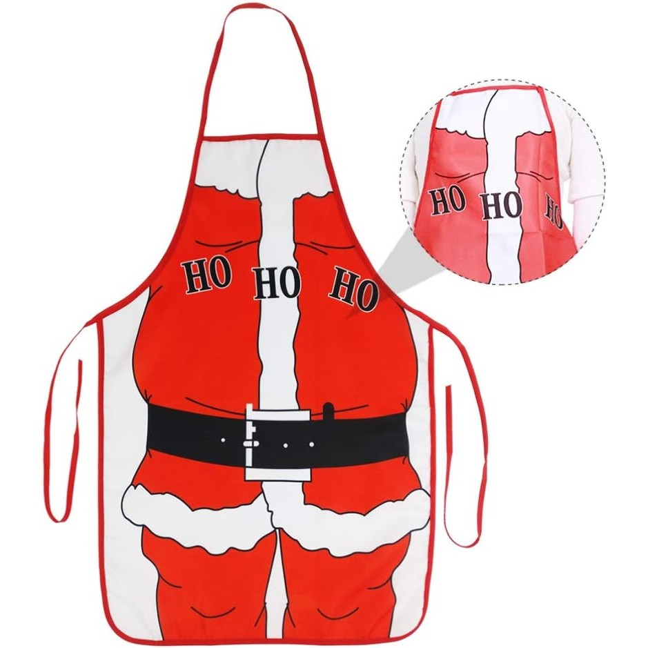 Sort de Bucatarie Decorativ, Kadeny, Tema Craciun, 50 x 70 cm, Model HO HO HO, din Poliester, Rosu