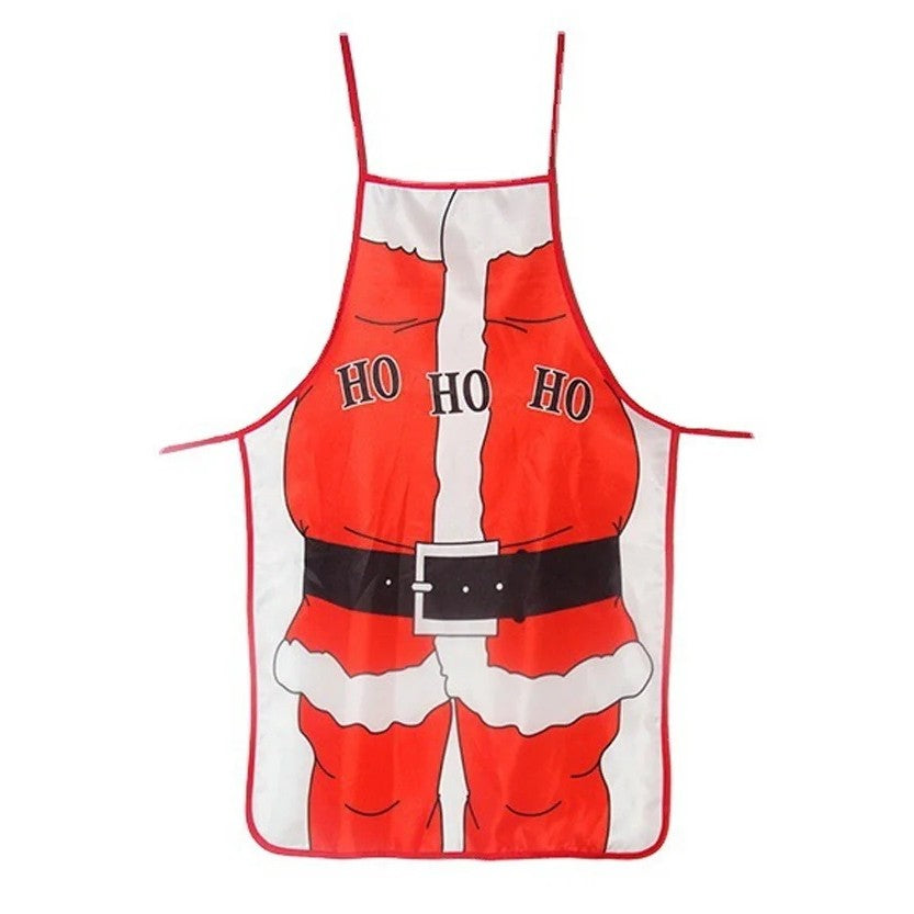 Sort de Bucatarie Decorativ, Kadeny, Tema Craciun, 50 x 70 cm, Model HO HO HO, din Poliester, Rosu