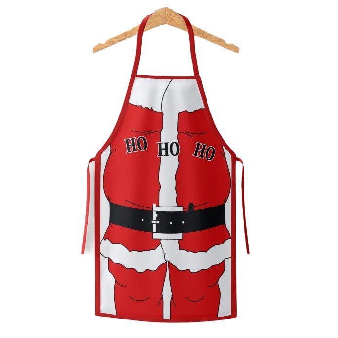 Sort de Bucatarie Decorativ, Kadeny, Tema Craciun, 50 x 70 cm, Model HO HO HO, din Poliester, Rosu