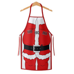 Sort de Bucatarie Decorativ, Kadeny, Tema Craciun, 50 x 70 cm, Model HO HO HO, din Poliester, Rosu