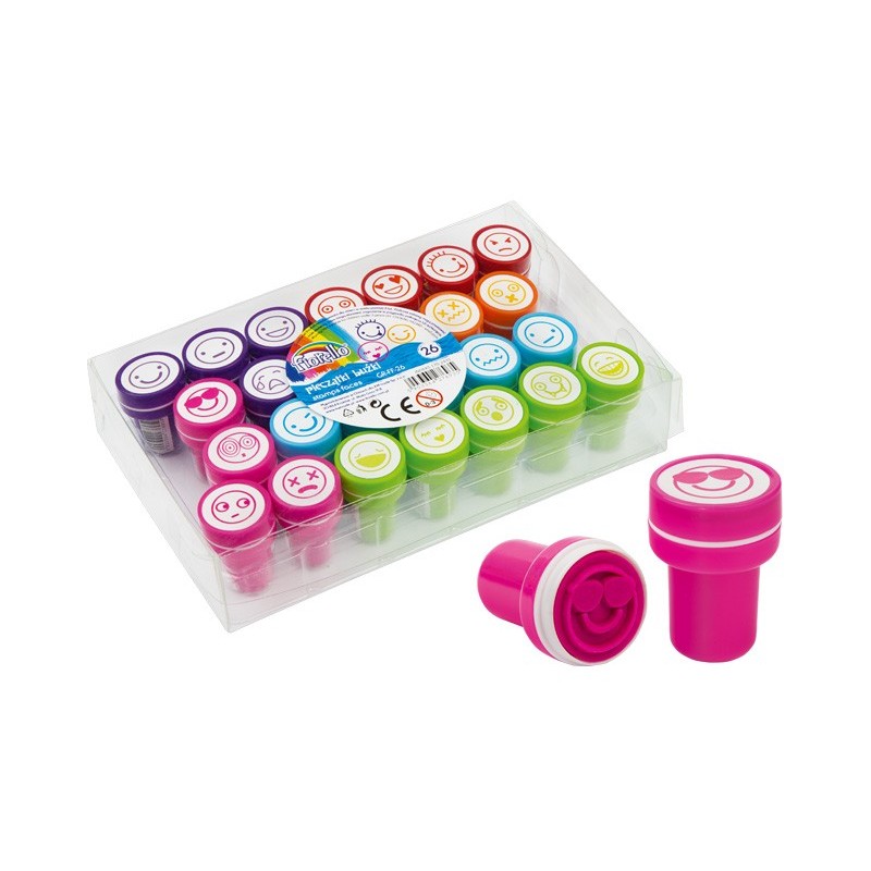 Stampile pentru copii Fiorello, GR-FF-26, 170-2431, emoticoane, 6 culori, set de 26 modele