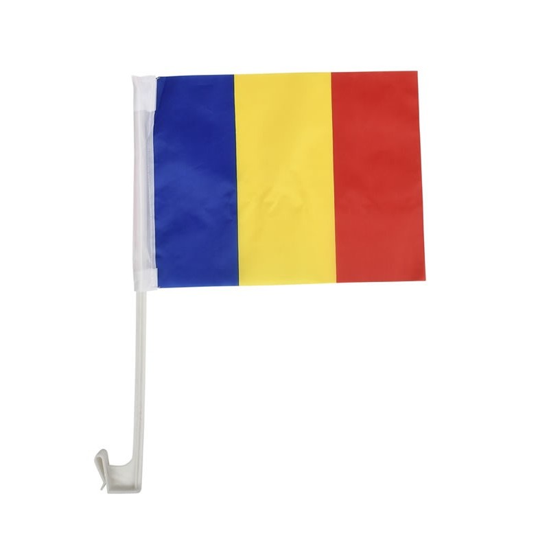 Steag Romania 20x30cm, cu tiv si suport plastic pentru masina, CNX