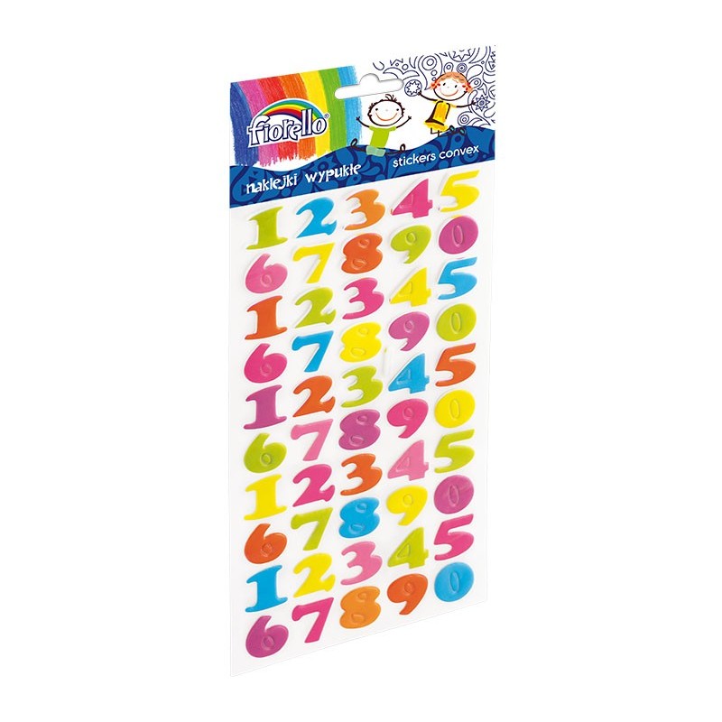 Abtibilduri - cifre, 25x20mm, buretat, diverse culori, set 50 buc, Fiorello, GR-NP140 / 170-2456