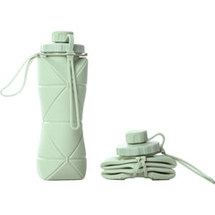 Sticla de apa pliabila Kaveny, din silicon,reutilizabila, rezistenta la temepreturi ridiate, usor de depozitat si carat, 22 x 7.8 cm, 600 ml, verde