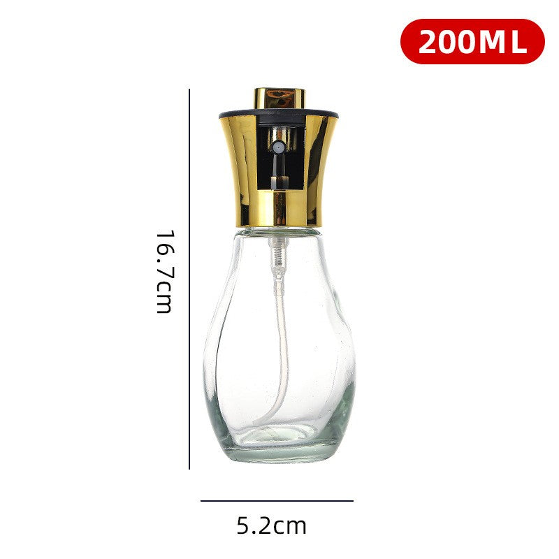 Sticla de ulei cu Pulverizator, Kadeny, Sticla pentru Lichide de Bucatarie, Otet, Sos, 16.7 x 5.2 cm, Volum 200 ml, Gold