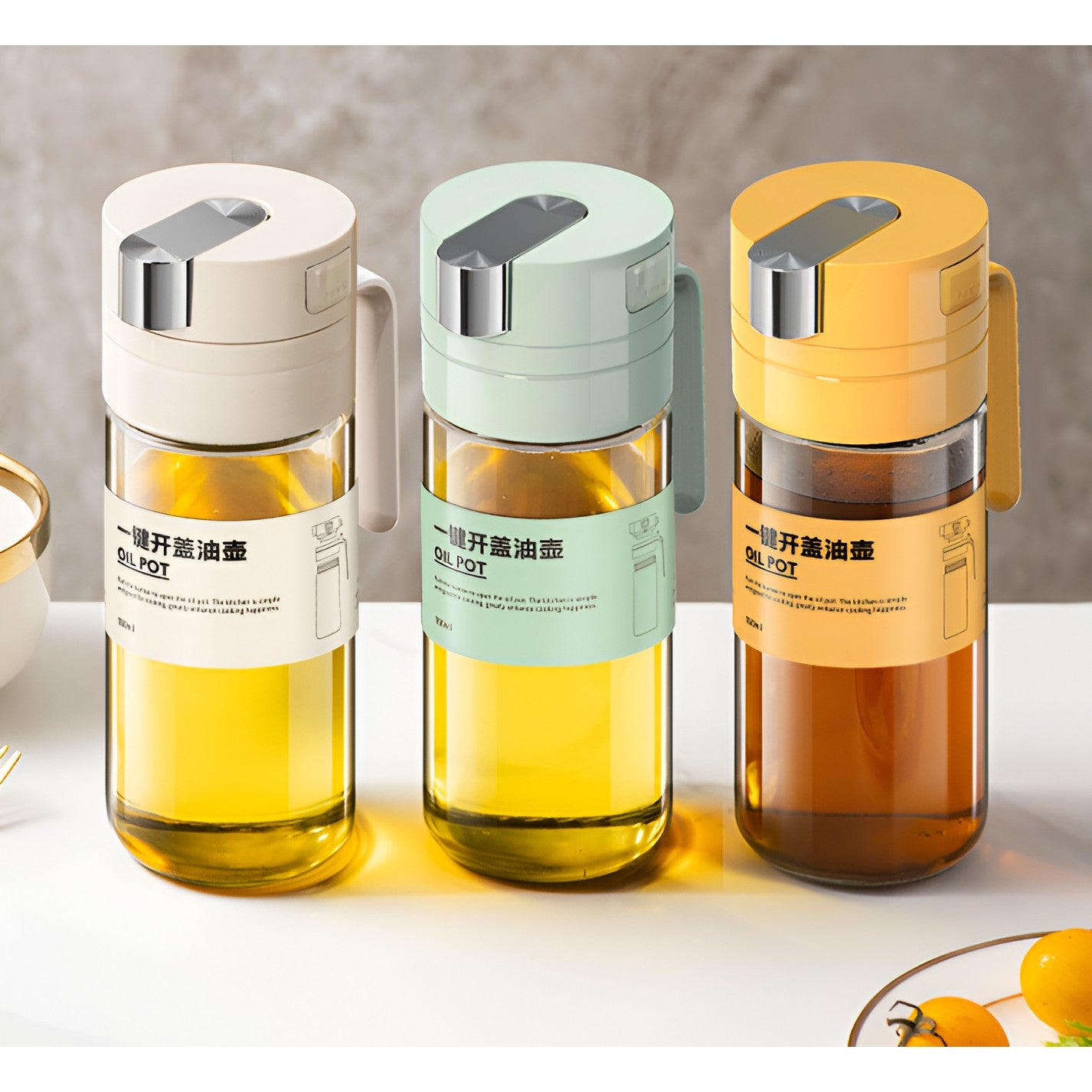 Dispenser pentru Ulei, Kadeny, Deschidere si Inchidere Automata a Rezervorul, cu Inductie Gravitationala, 550 ml, 12x7.6x20.5 cm, Verde