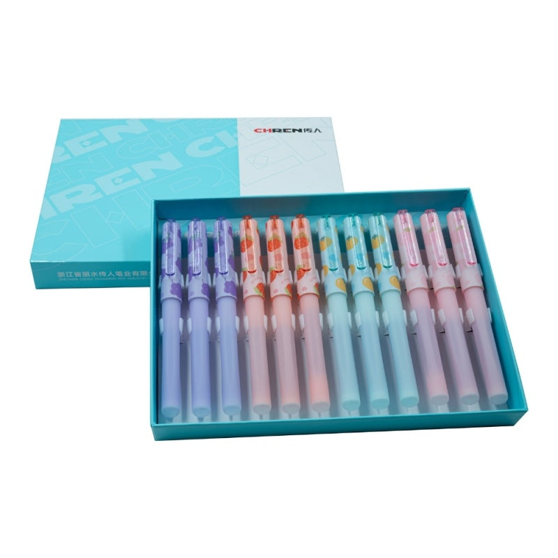 Stilou cerneala termosensibila CNX 652M, capac imprimeu fructe, diverse culori pastel