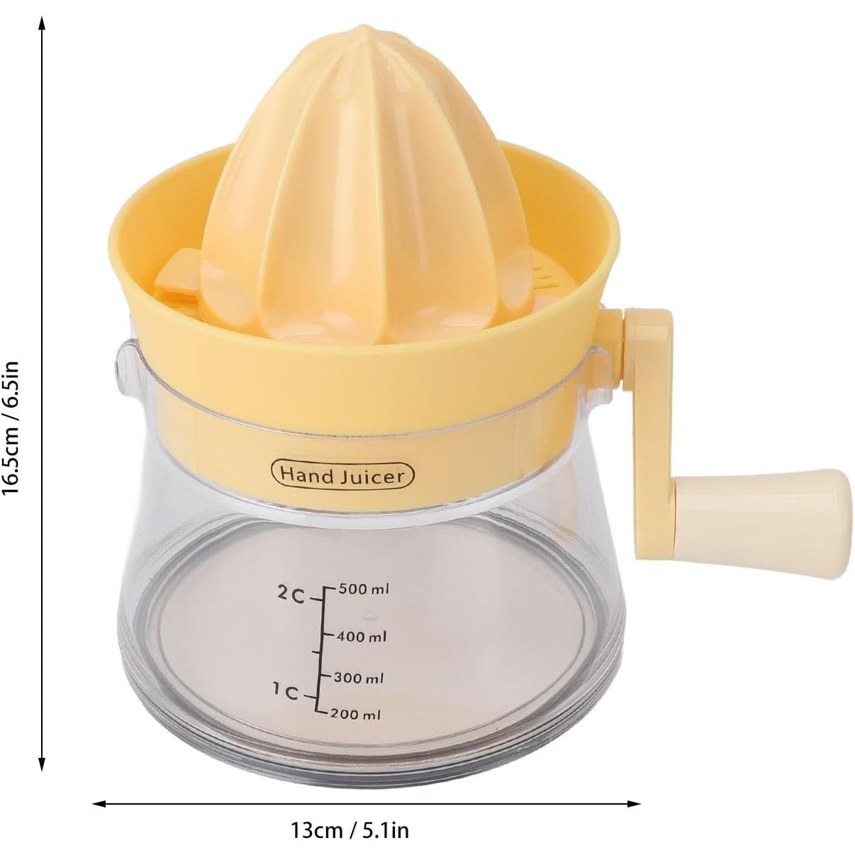 Storcator de Citrice Manual, Kadeny, Rezistente, Usor de Folosit si Depozitat, Durabil, Calitativ, 16.5x13cm, Transparent/ Galben