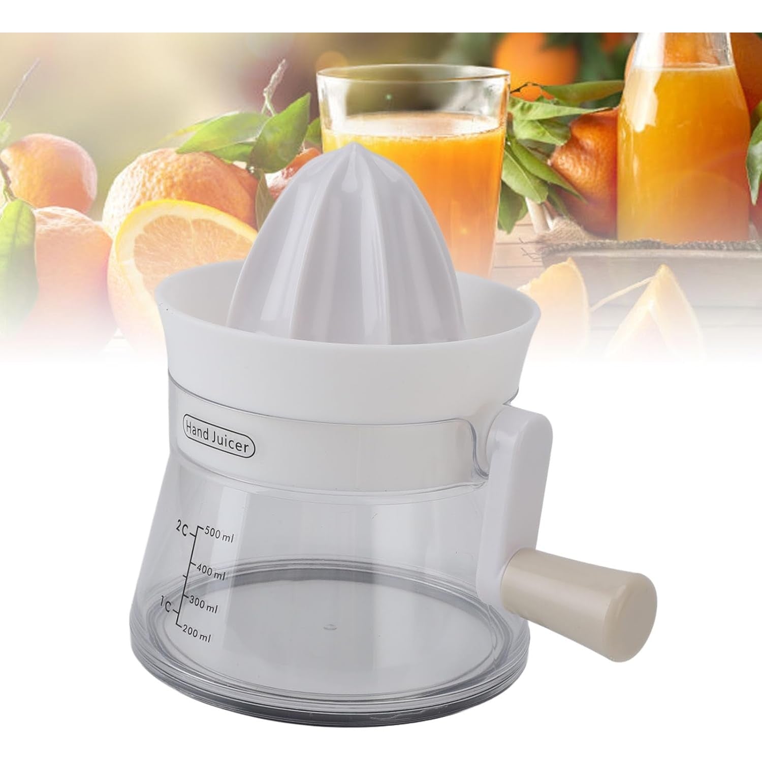 Storcator de Citrice Manual, Kadeny, Rezistente, Usor de Folosit si Depozitat, Durabil, Calitativ, 16.5x13cm, Transparent/ Alb