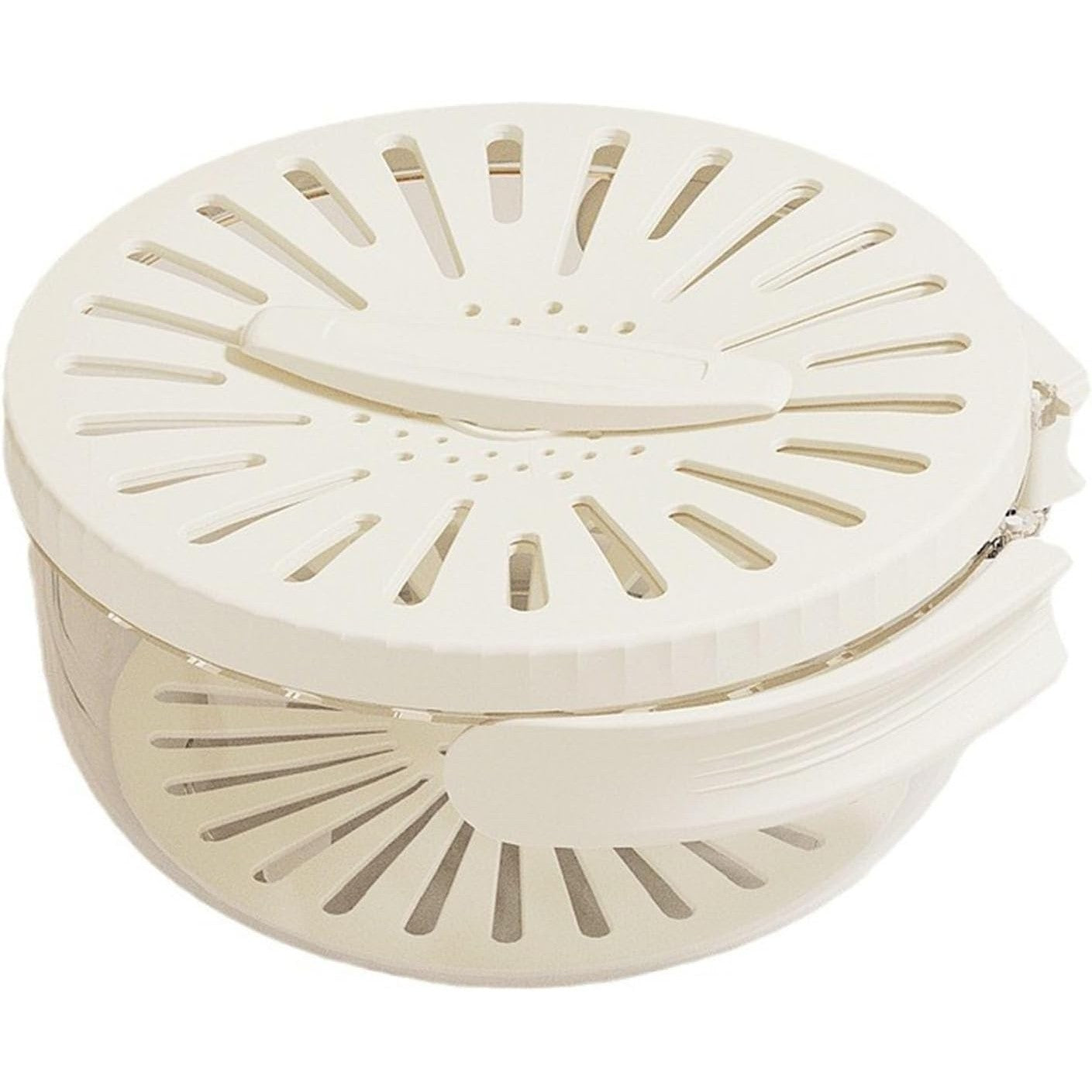 Strecuratoare 2 in 1 pentru Fructe si Legume, Kadeny, Cos de Scurgere si Cutie de Depozitare, 15.5 x 8.3 cm, din PP, cu Maner si Capac, Alb