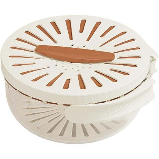 Strecuratoare 2 in 1 pentru Fructe si Legume, Kadeny, Cos de Scurgere si Cutie de Depozitare, 15.5 x 8.3 cm, din PP, cu Maner si Capac, Maro