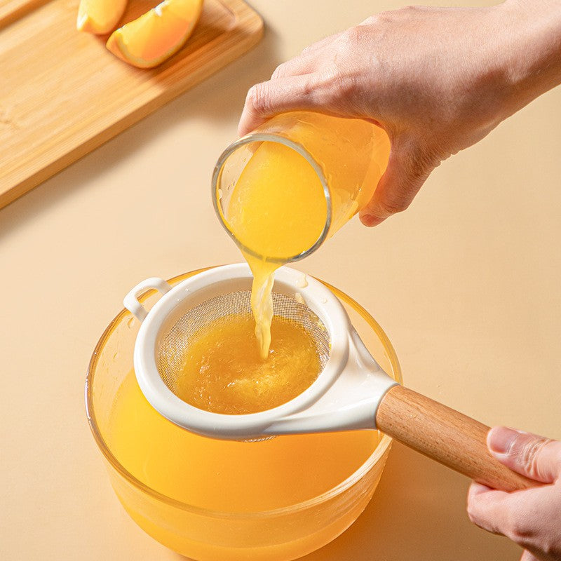 Strecuratoare, Mini Sita din Inox Silicon si Lemn, Kadeny, Sita pentru Bucatarie pentru Faina, Ceai si Alte Alimente, 25 x 10 cm Alb