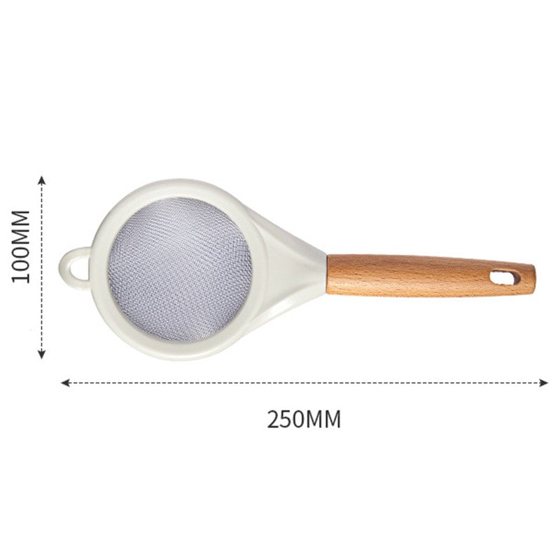 Strecuratoare, Mini Sita din Inox Silicon si Lemn, Kadeny, Sita pentru Bucatarie pentru Faina, Ceai si Alte Alimente, 25 x 10 cm Alb