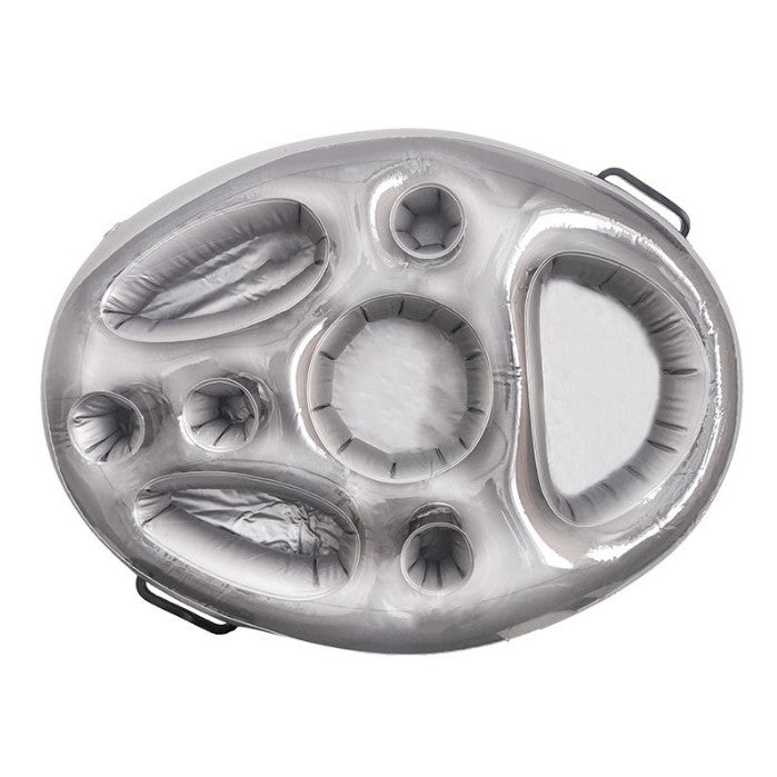 Bar gonflabil/Suport de pahare plutitor, Kaveny, cu 8 compartimente, pompa inclusa, PVC, Gri, 25x18,5x4 cm