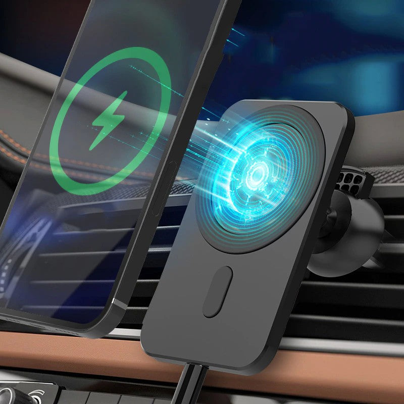 Suport auto cu incarcare wireless tip Magsafe 15W, Kadeny, compatibil iPhone, Negru