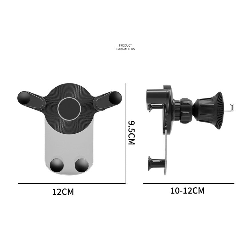 Suport Auto de Telefon, Kadeny, pentru Ventilatie, din ABS, cu Clipsuri, Rotativ, 12x9.5x12 cm, Negru-Transparent