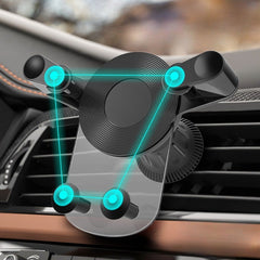 Suport Auto de Telefon, Kadeny, pentru Ventilatie, din ABS, cu Clipsuri, Rotativ, 12x9.5x12 cm, Negru-Transparent