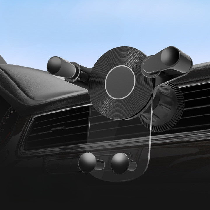 Suport Auto de Telefon, Kadeny, pentru Ventilatie, din ABS, cu Clipsuri, Rotativ, 12x9.5x12 cm, Negru-Transparent