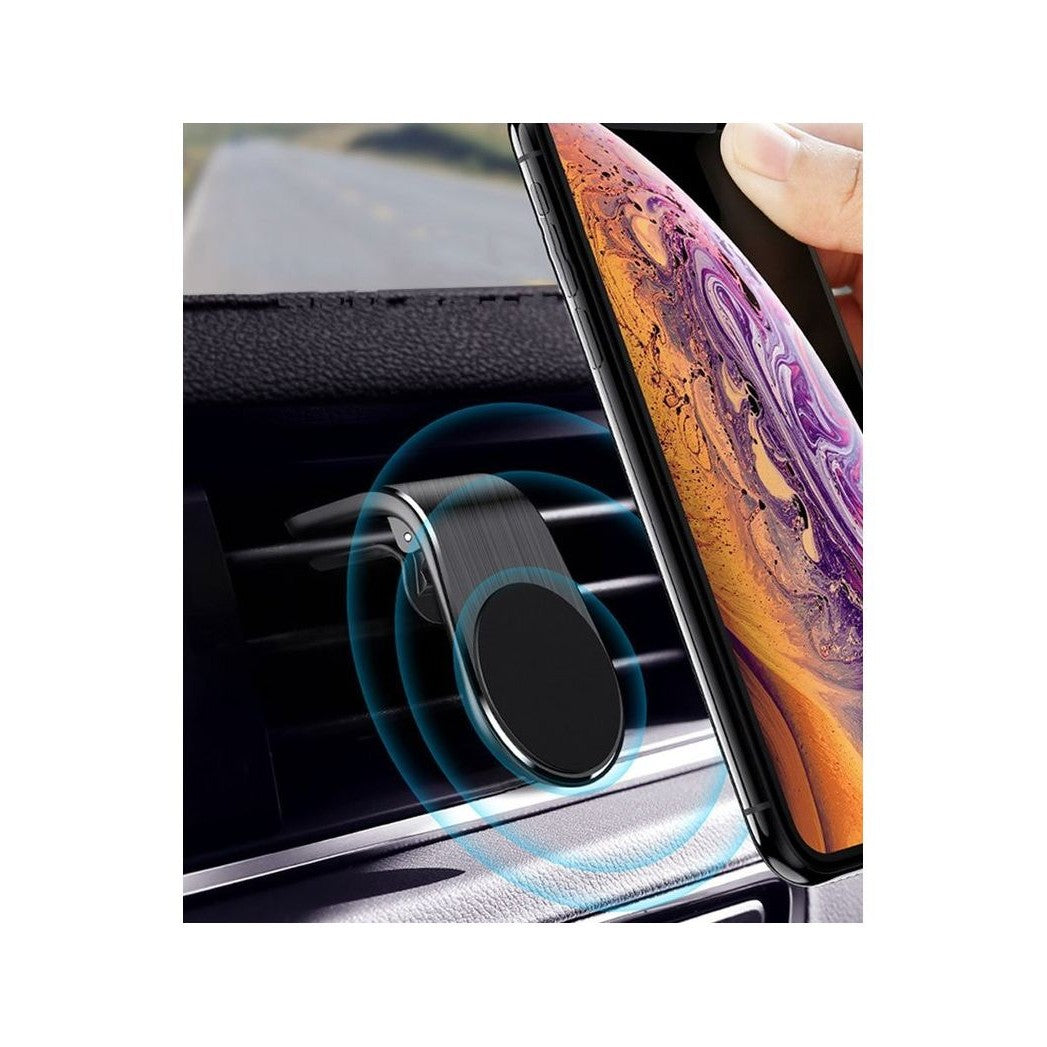 Suport auto Kadeny, cu magneti puternici neodim, pentru telefon, tableta, gps, cu prindere pe grila de ventilatie, Negru