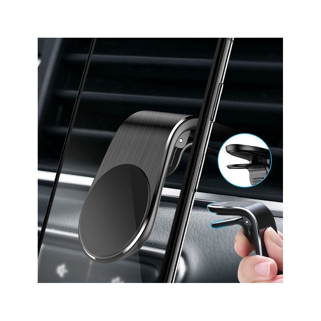 Suport auto Kadeny, cu magneti puternici neodim, pentru telefon, tableta, gps, cu prindere pe grila de ventilatie, Negru