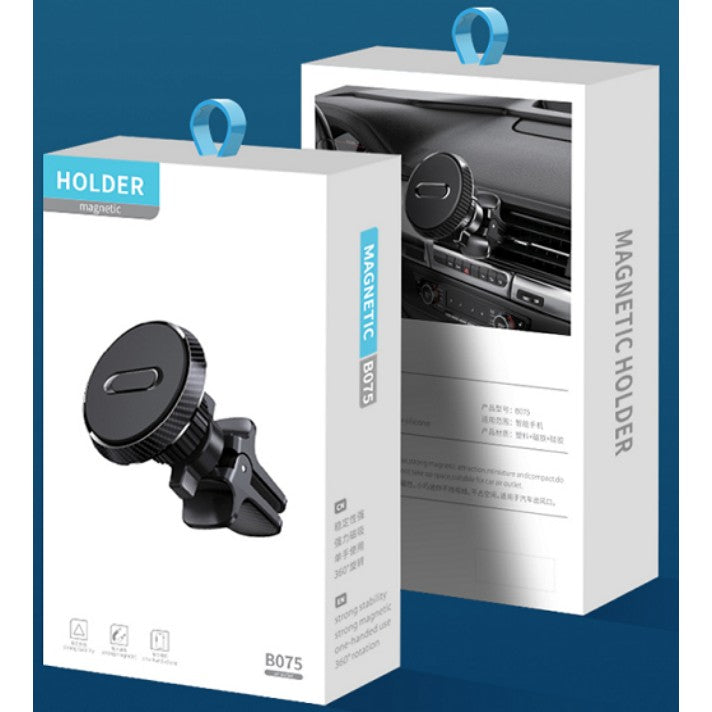 Suport Auto Magnetic Kadeny 360 grade cu prindere de grila de aerisire, 50 mm, Ajustabil, 4 Magneti  incorporati, Negru