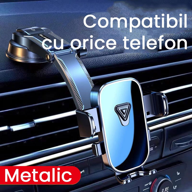 Suport Auto Multifunctional pentru Telefon, Kadeny, Suport pentru Navigatie, Rotativ cu Ventuza, cu fixare Geam si Parbriz, 20 x 14 x 11 cm, Albastru oglinda