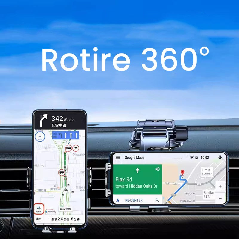 Suport Auto Multifunctional pentru Telefon, Kadeny, Suport pentru Navigatie, Rotativ cu Ventuza, cu fixare Geam si Parbriz, 20 x 14 x 11 cm, Albastru oglinda