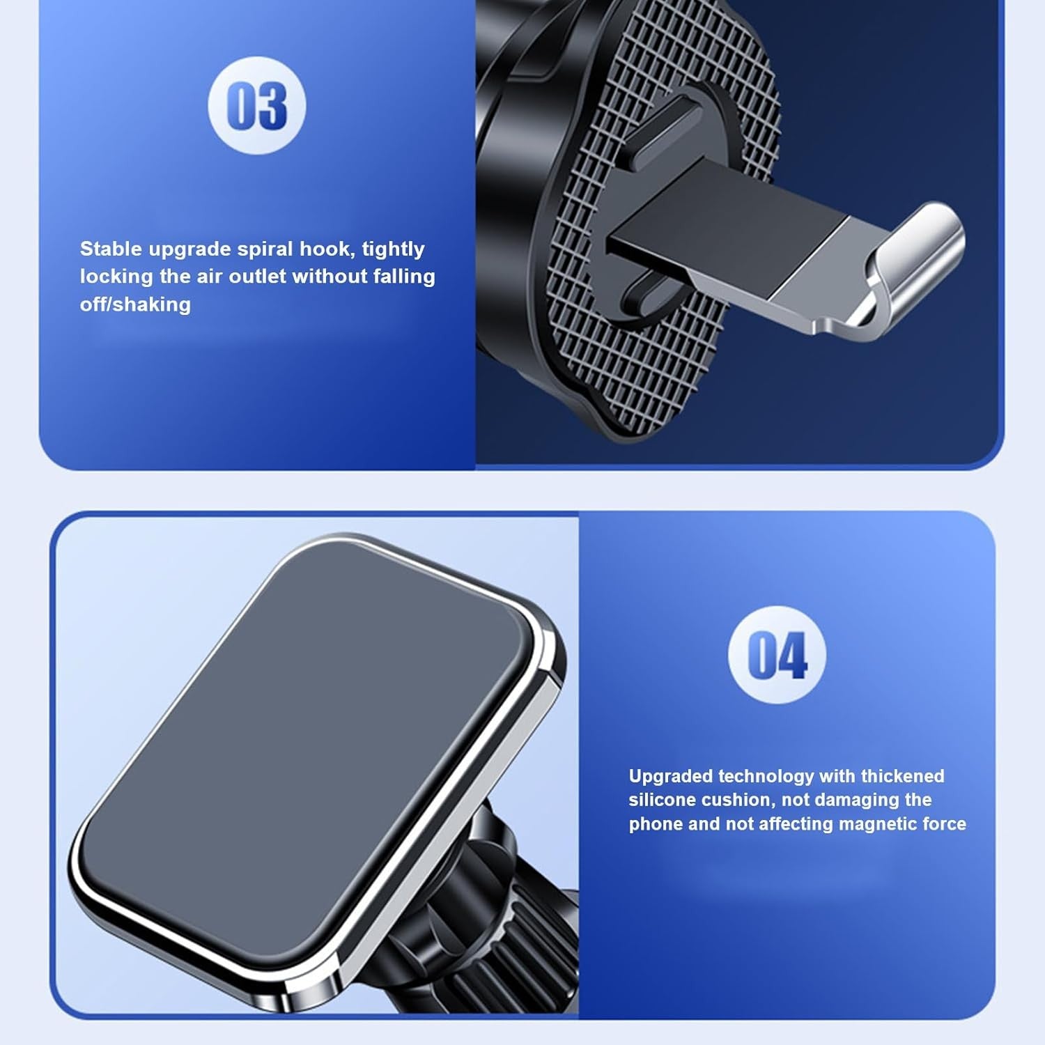 Suport Auto pentru Telefon, Kadeny, MagSafe, cu Magnet, Prindere Grila de Ventilatie, Detalii Fine, Rotativ 360 de Grade, Plastic Magnet Silicon, 5.1x3.9 cm, Negru