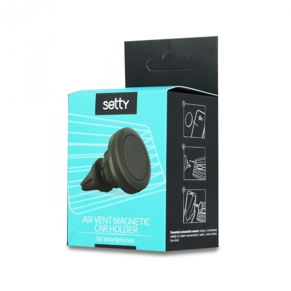 Suport auto pentru telefon Setty magnetic rotire 360 grade Negru