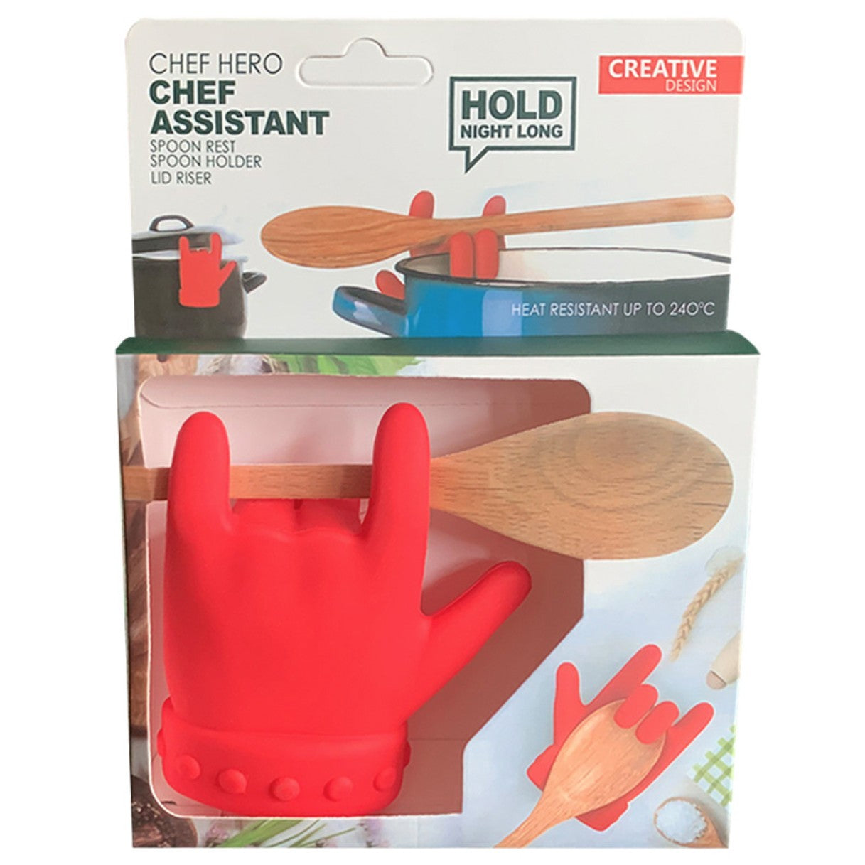 Suport Capac Anti- Varsare, Suport Lingura pentru Oala, Kadeny, Model in Forma de Deget, din Silicon, Rosu