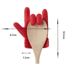 Suport Capac Anti- Varsare, Suport Lingura pentru Oala, Kadeny, Model in Forma de Deget, din Silicon, Rosu