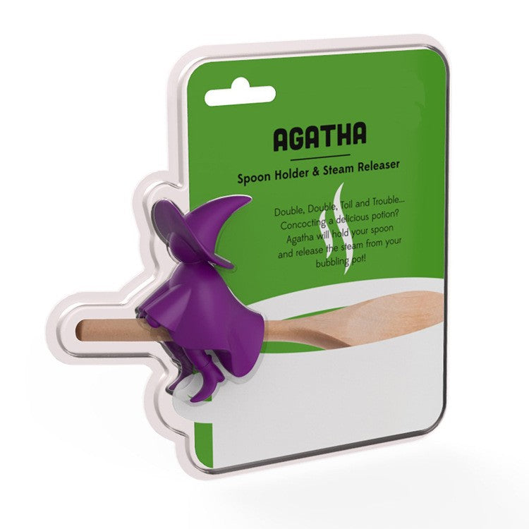 Suport Capac Anti-Varsare, Suport Lingura pentru Oala, Kadeny, Model Vrajitoare, din Silicon, Mov