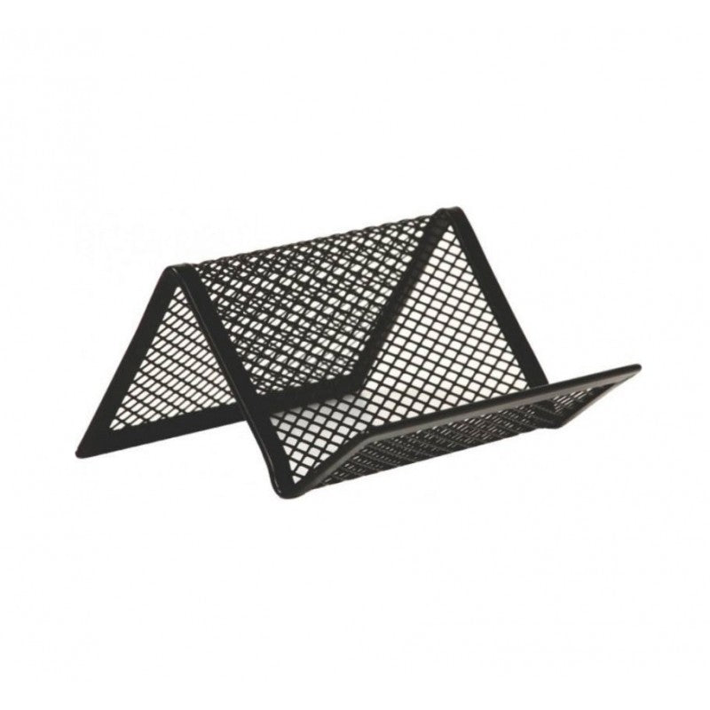 Suport pentru carti de vizita Office Cover, plasa metalica, 5.6x6.6x11.4cm, metalic, negru