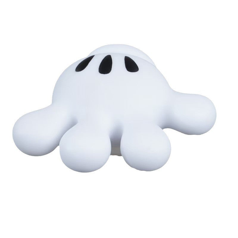 Suport de Baie, Kadeny, Multifunctional, pentru Periute/Cabluri, din PVC, cu Ventuza, Model Manusa Mickey Mouse, 7 x 6.5 cm, Alb