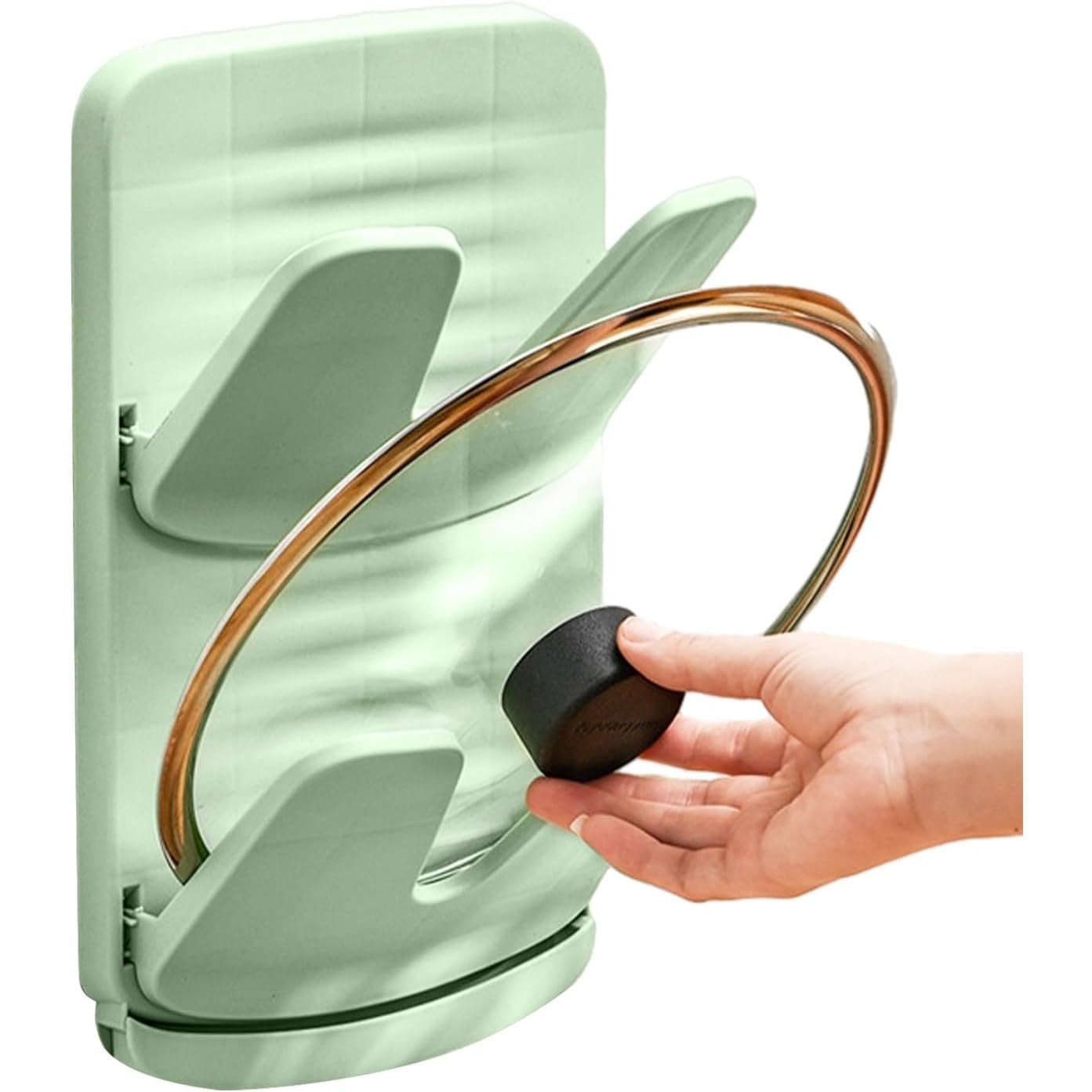 Suport de Bucatarie, Kadeny, pentru Capace/Tocatoare, din Plastic, Colectare Apa Scursa, Montare fara Perfoarare, 33.3 x 20.7 x 3.5 cm, Verde