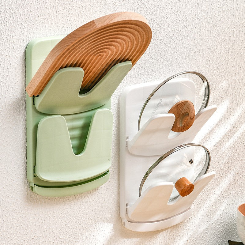 Suport de Bucatarie, Kadeny, pentru Capace/Tocatoare, din Plastic, Colectare Apa Scursa, Montare fara Perfoarare, 33.3 x 20.7 x 3.5 cm, Alb