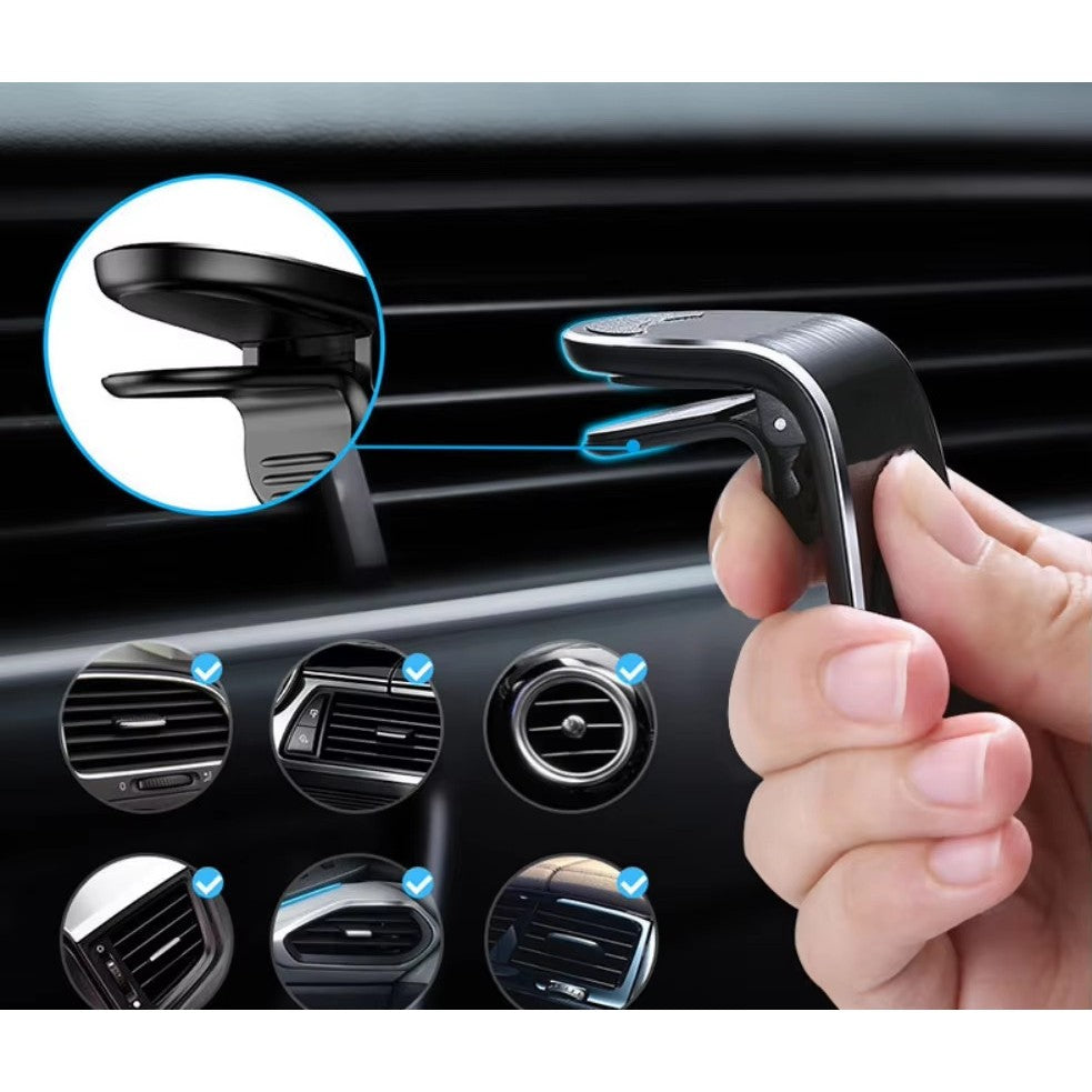 Suport de Telefon, Kadeny, pentru Ventilatie, din ABS si Magnet, 3.8 x 3.7 x 6.2 cm, Universala, Argintiu