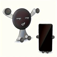 Suport de Telefon, Kadeny, pentru Ventilatie, din ABS si Silicon, 11 x 10 x 4 cm, pentru Telefon 4.0 - 6.0 inch, Model Smiley Face, Argintiu