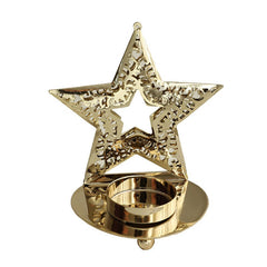 Suport Decorativ pentru Lumanare de Craciun, Kadeny, Model Stea Aurie din Art Metal, pentru Masa fara Agatare, 12 x 11 x 7.2 cm, Auriu