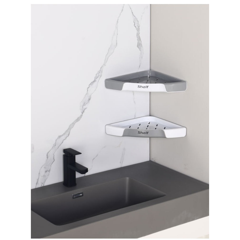 Suport Depozitare, Kadeny, din Plastic, Montare fara Perforatii, pentru Baie/Bucatarie, 28 x 39 x 4.5 cm, Gri